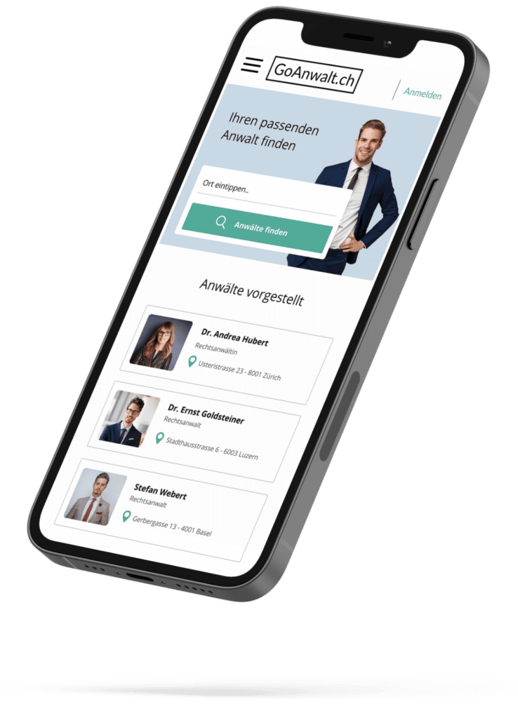 GoAnwalt.ch Anwaltssuche Schweiz Mobil